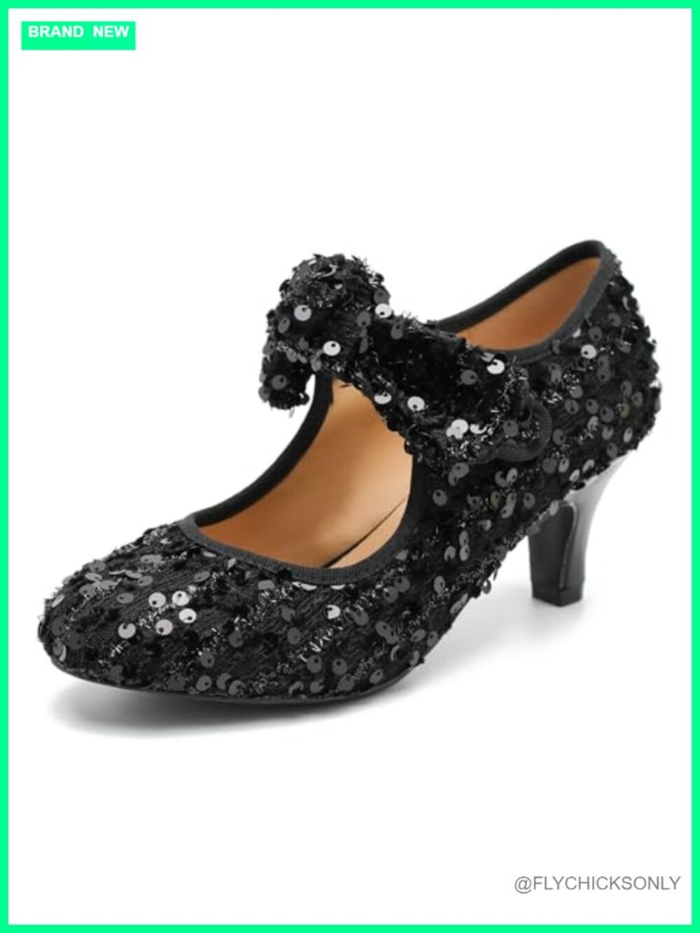 Women's Glitter Sequin Bow Mary Jane Kitten Heel Dress Pumps